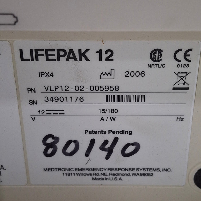 Physio-Control LifePak 12 3-Lead Defibrillator