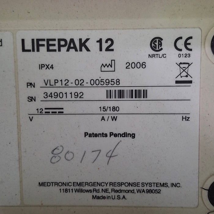 Physio-Control LifePak 12 3-Lead Defibrillator