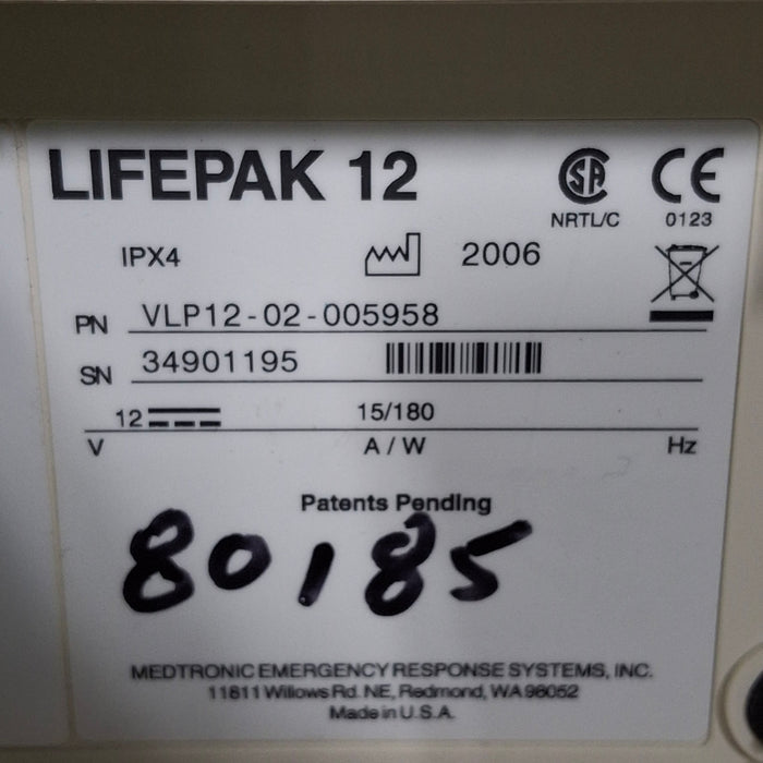 Physio-Control LifePak 12 3-Lead Defibrillator