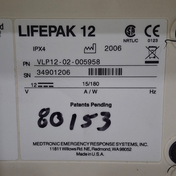 Physio-Control LifePak 12 3-Lead Defibrillator