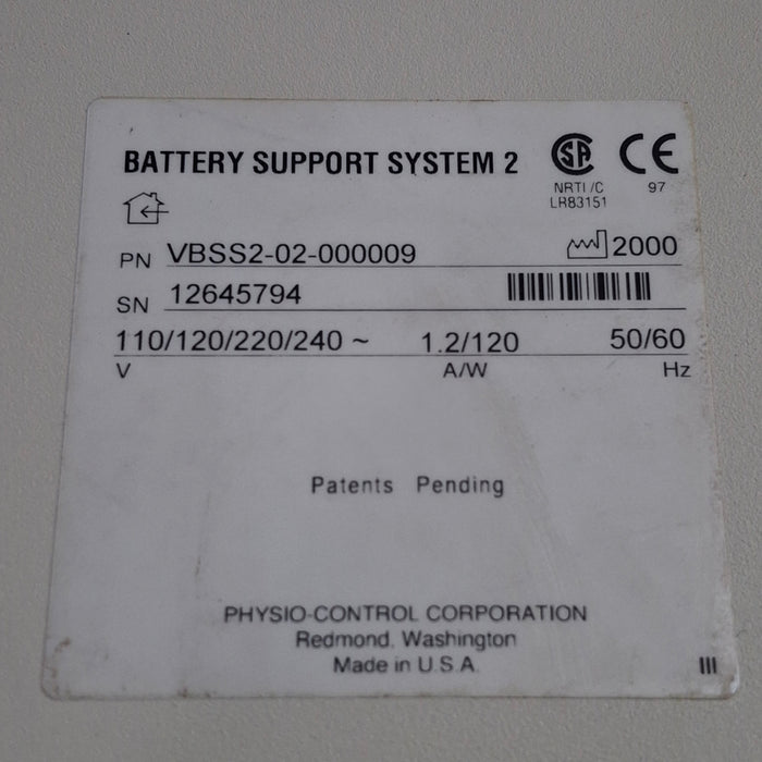 Medtronic Physio-Control Battery Support System 2 VBSS2-02-000009 Defibrillator