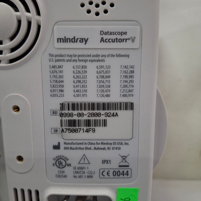 Mindray Datascope Accutorr V Vital Signs Monitor