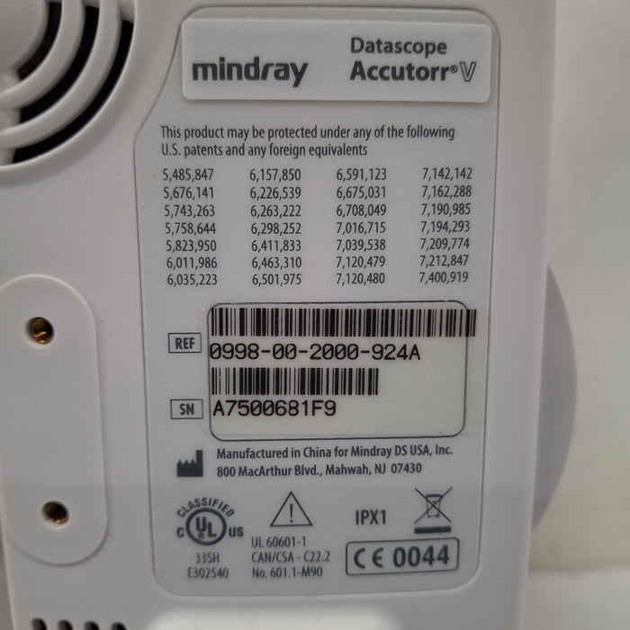 Mindray Datascope Accutorr V Vital Signs Monitor