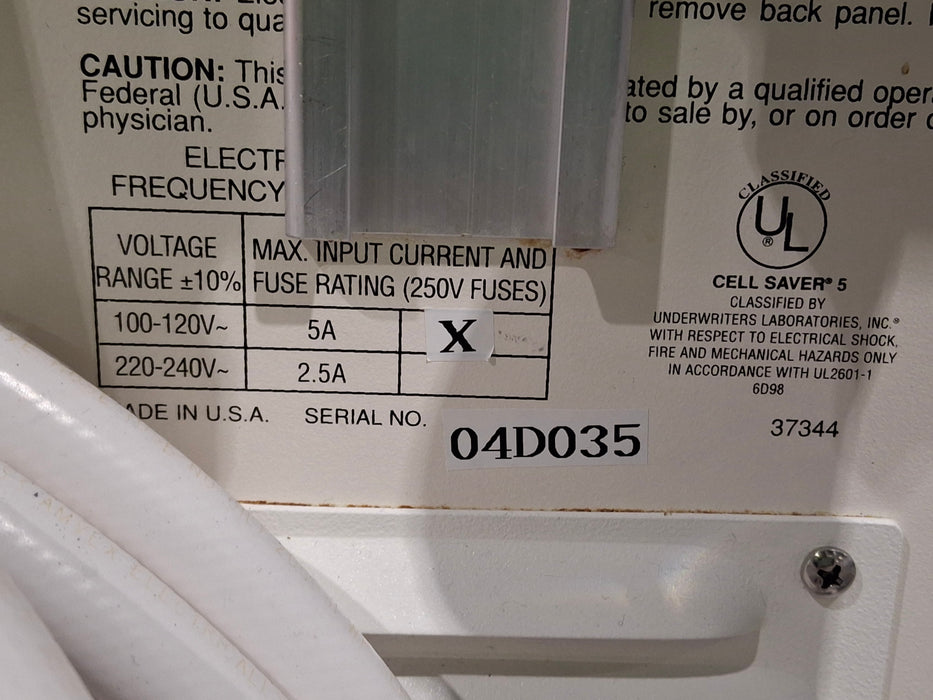 Haemonetics Cell Saver 5 Salvage Shed Blood Unit