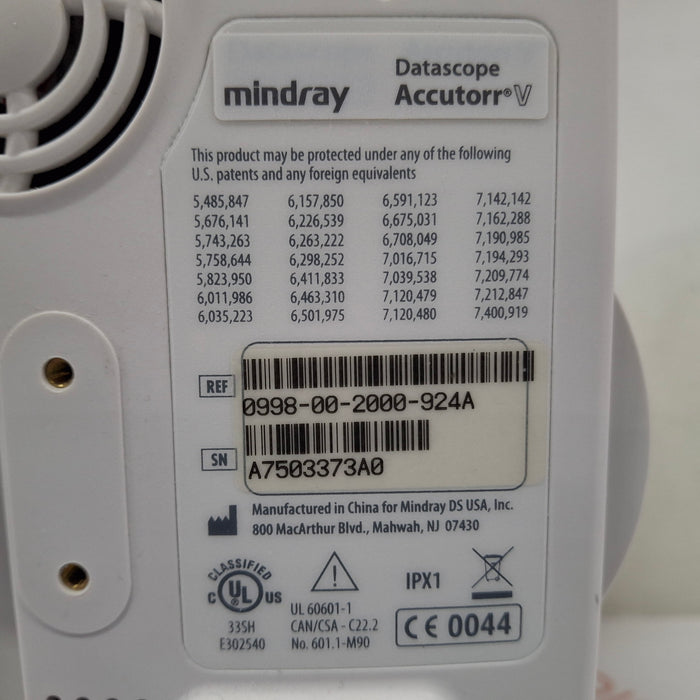 Mindray Datascope Accutorr V Vital Signs Monitor