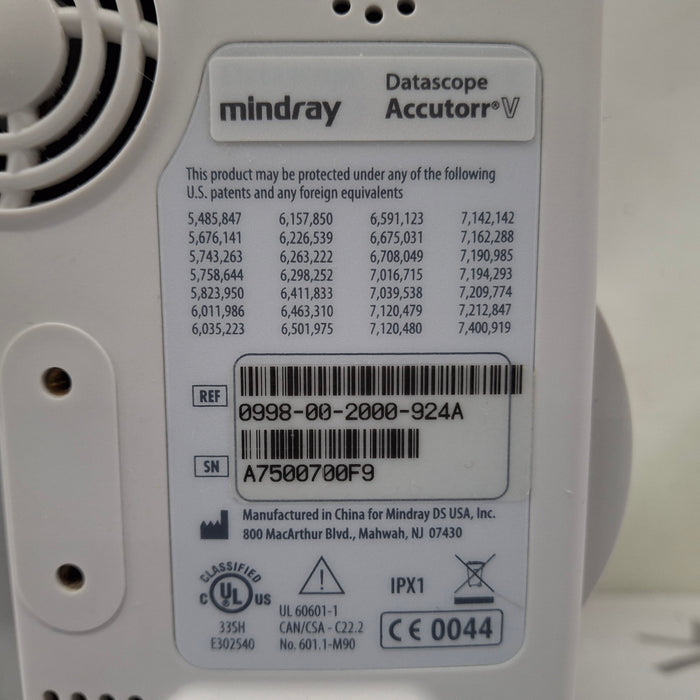 Mindray Datascope Accutorr V Vital Signs Monitor