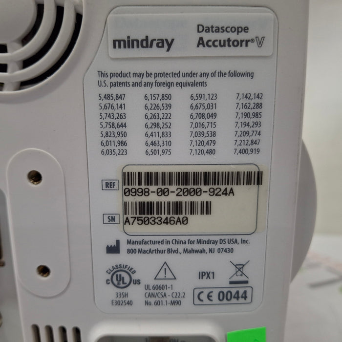 Mindray Datascope Accutorr V Vital Signs Monitor