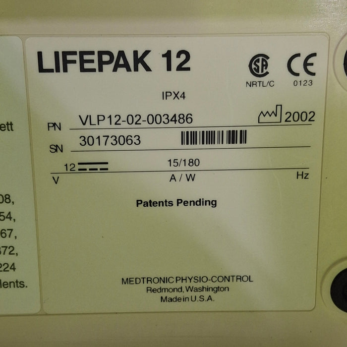 Physio-Control LifePak 12 3-Lead Defibrillator