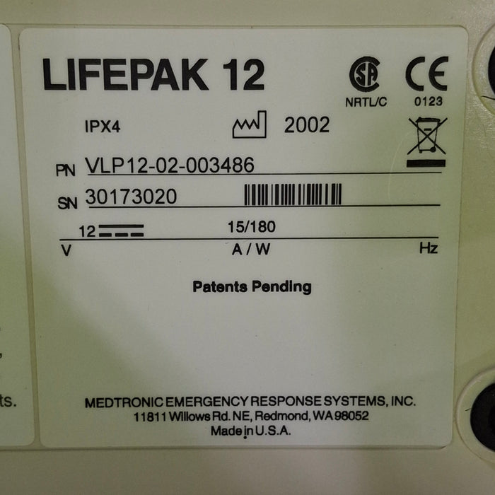 Physio-Control LifePak 12 3-Lead Defibrillator