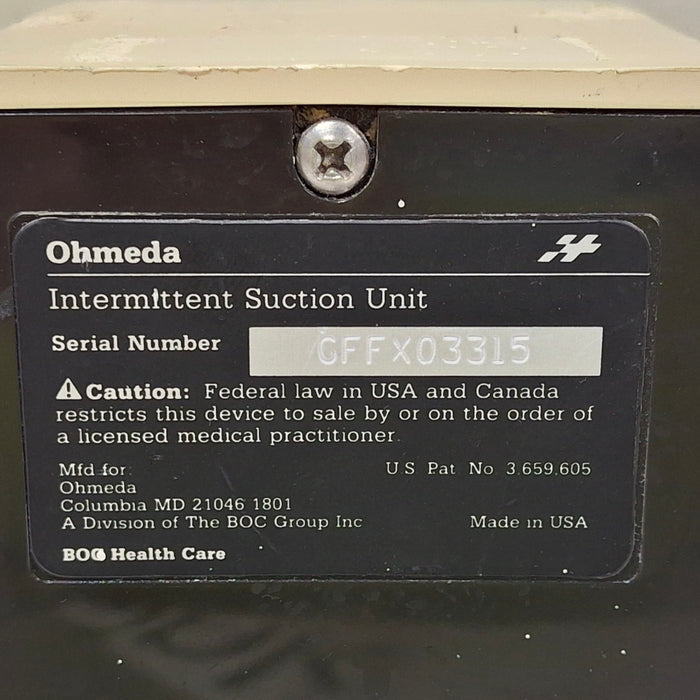 Ohmeda Medical 200 Intermittent Suction Unit