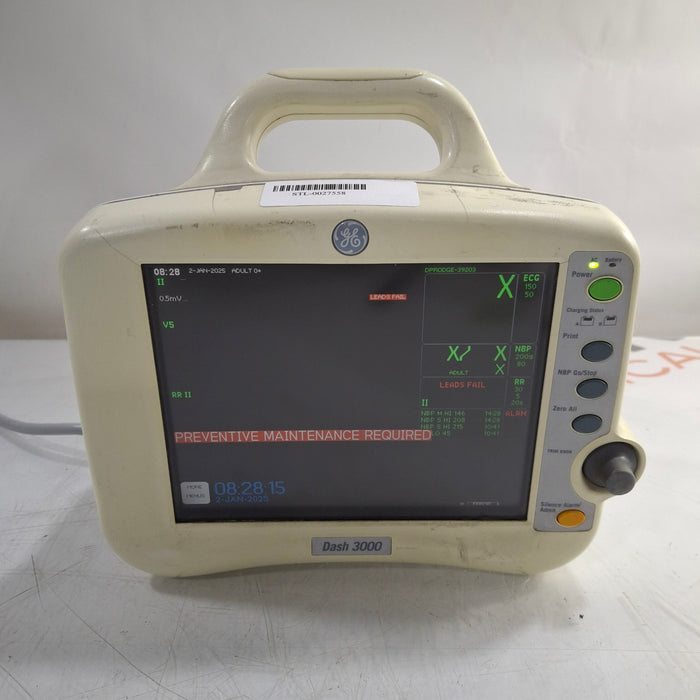 GE Healthcare Dash 3000 - Masimo SpO2 Patient Monitor