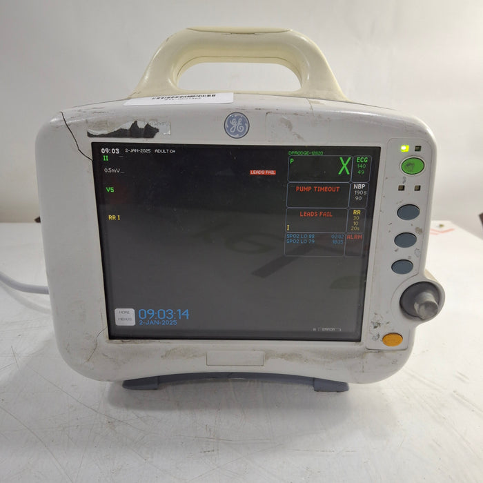 GE Healthcare Dash 3000 - Masimo SpO2 Patient Monitor