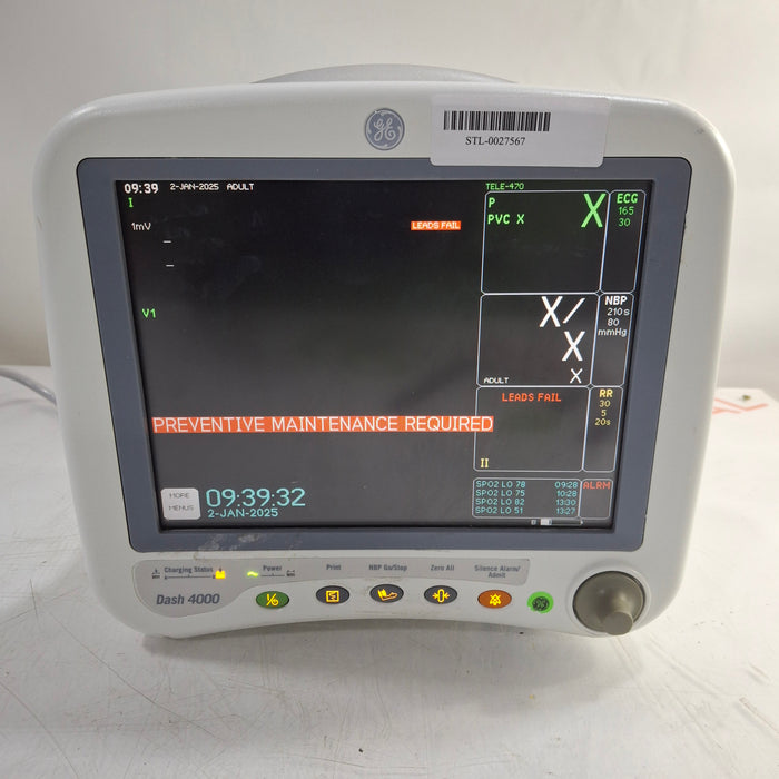 GE Healthcare Dash 4000 - Masimo SpO2 Patient Monitor