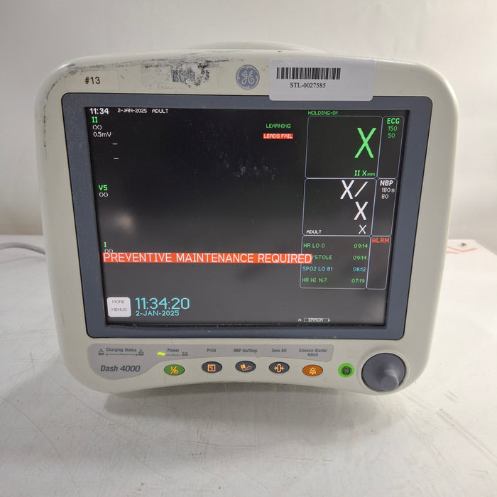 GE Healthcare Dash 4000 - Masimo SpO2 Patient Monitor