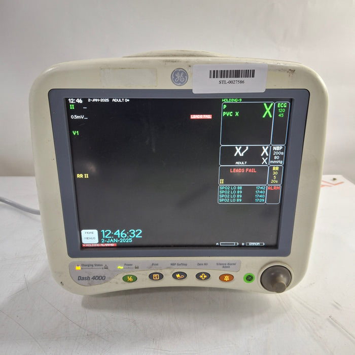 GE Healthcare Dash 4000 - Masimo SpO2 Patient Monitor