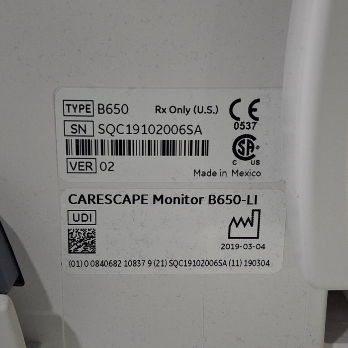 GE Healthcare Carescape B650 Patient Monitor