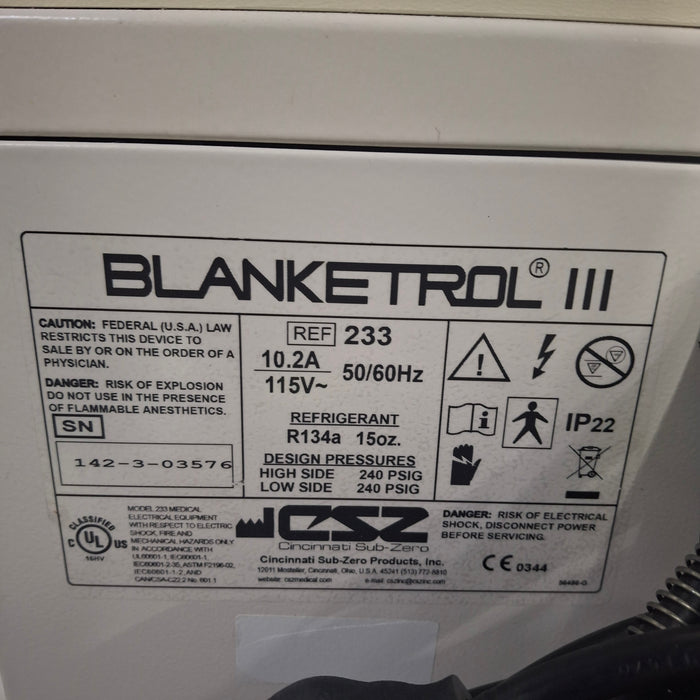 Cincinnati Sub-Zero CSZ Blanketrol III Hypothermia Unit