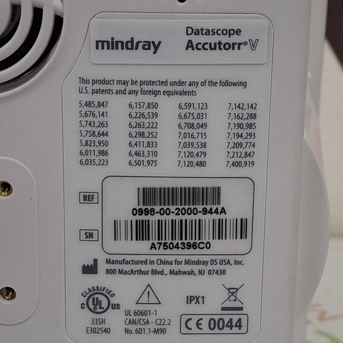 Mindray Datascope Accutorr V Vital Signs Monitor