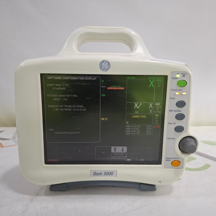 GE Healthcare Dash 3000 - Masimo SpO2 Patient Monitor