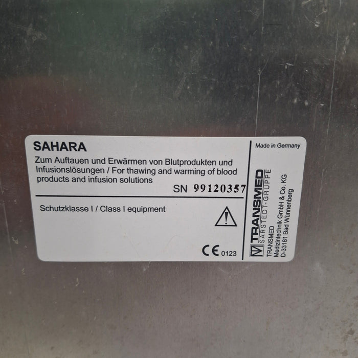 SARSTEDT INC. Transmed SAHARA-III Plasma Thawing Blood Component Warming Unit