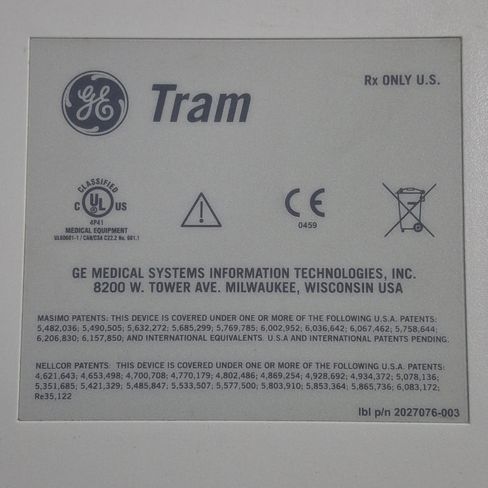 GE Healthcare TRAM 451N Multiparameter Module - Nellcor SpO2