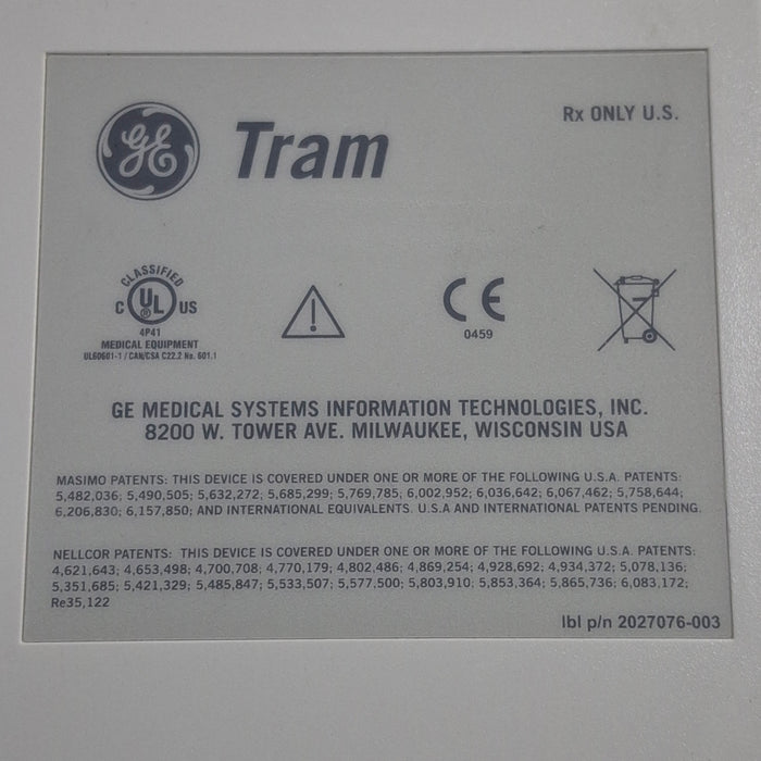 GE Healthcare TRAM 451N Multiparameter Module - Nellcor SpO2