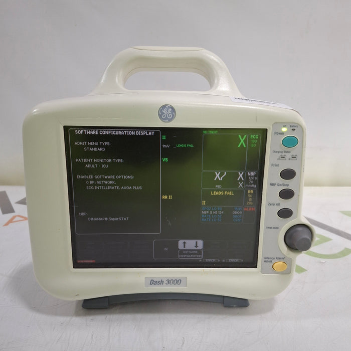 GE Healthcare Dash 3000 - Masimo SpO2 Patient Monitor