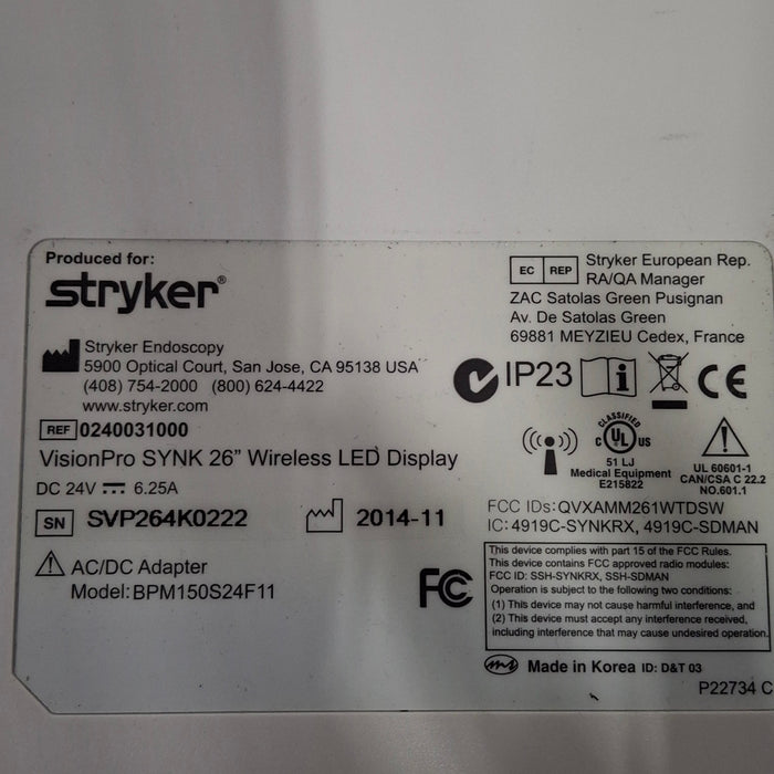 Stryker VisionPro SYNK 26 Wireless LED Display