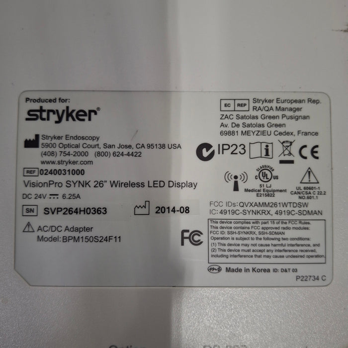 Stryker VisionPro SYNK 26 Wireless LED Display