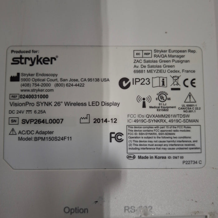 Stryker VisionPro SYNK 26 Wireless LED Display