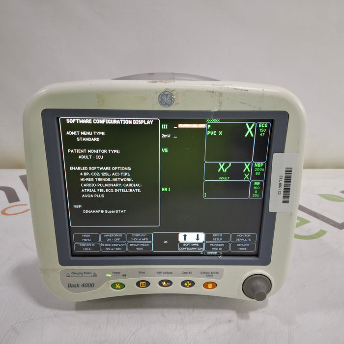 GE Healthcare Dash 4000 - Masimo SpO2 Patient Monitor