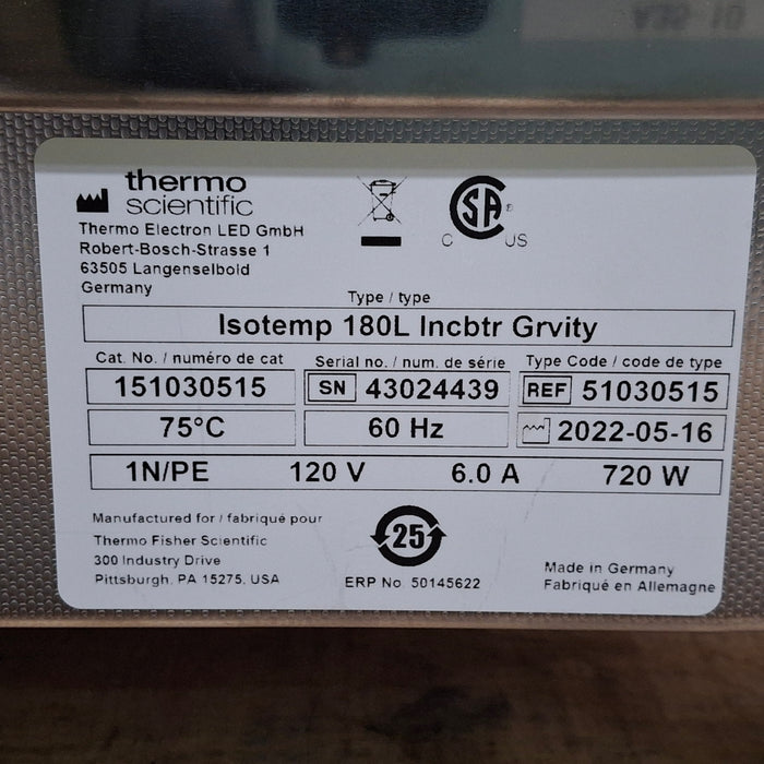 Thermo Scientific Isotemp 180L Microbial Incubator