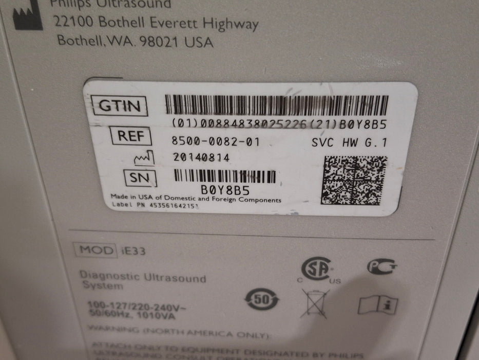 Philips IE33 F-G Cart Ultrasound