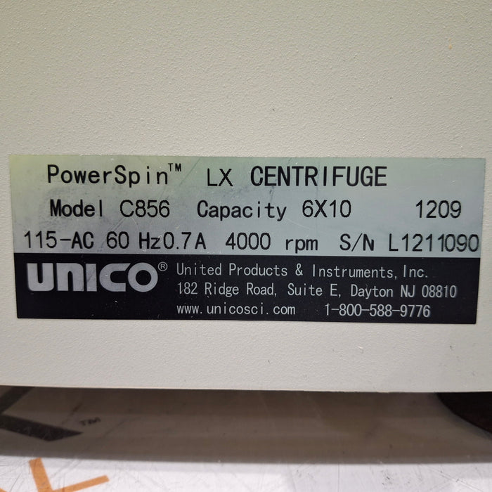 Unico C856 PowerSpin LX Centrifuge