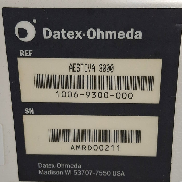 GE Healthcare Aestiva 3000 Anesthesia Machine
