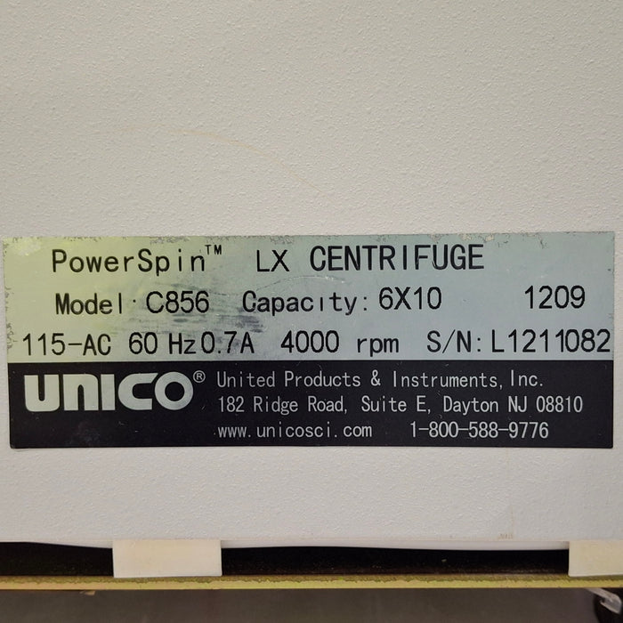 Unico C856 PowerSpin LX Centrifuge