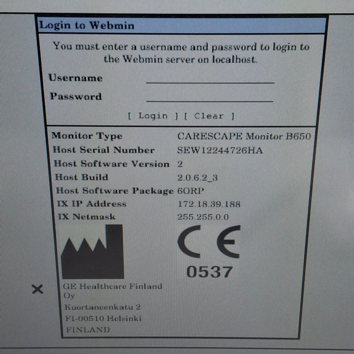 GE Healthcare Carescape B650 Patient Monitor