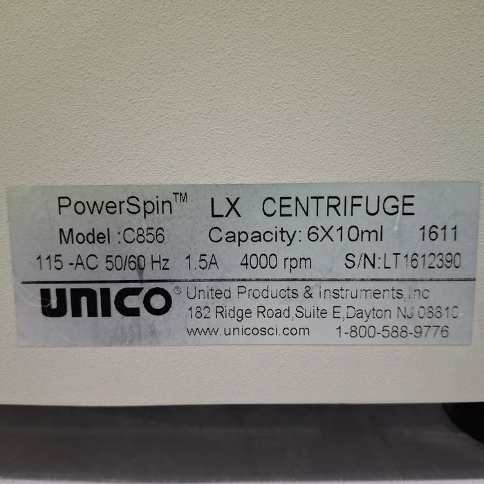 Unico C856 PowerSpin LX Centrifuge