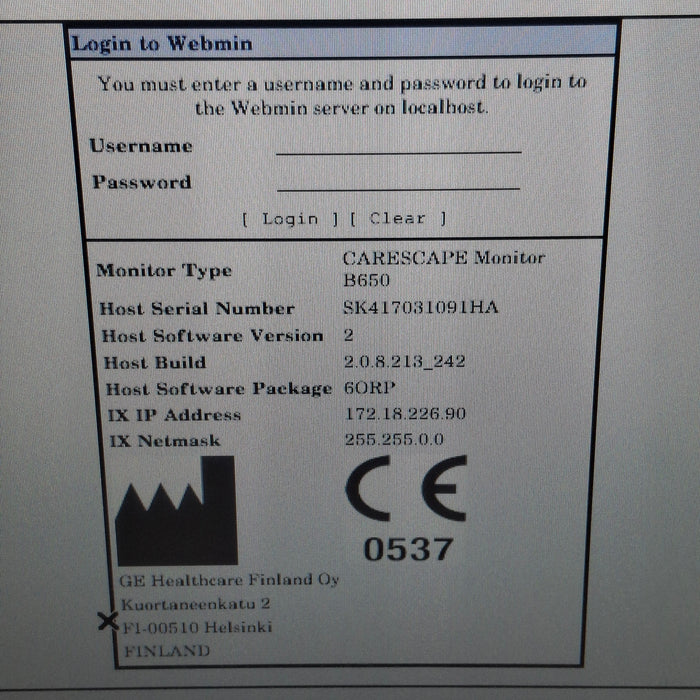 GE Healthcare Carescape B650 Patient Monitor