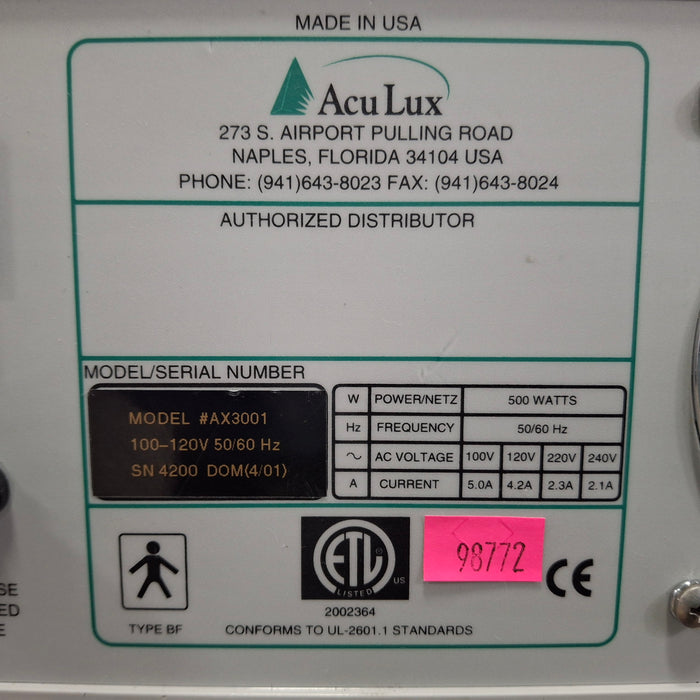 Aculux, Inc. Aculux, Inc. AX3001 Xenon Light Source Surgical Equipment reLink Medical