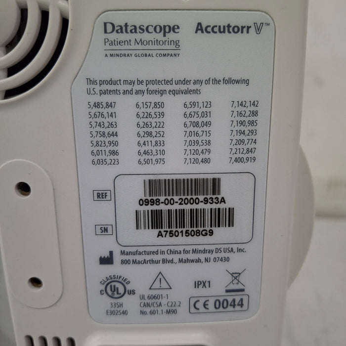 Mindray Mindray Datascope Accutorr V Vital Signs Monitor Patient Monitors reLink Medical