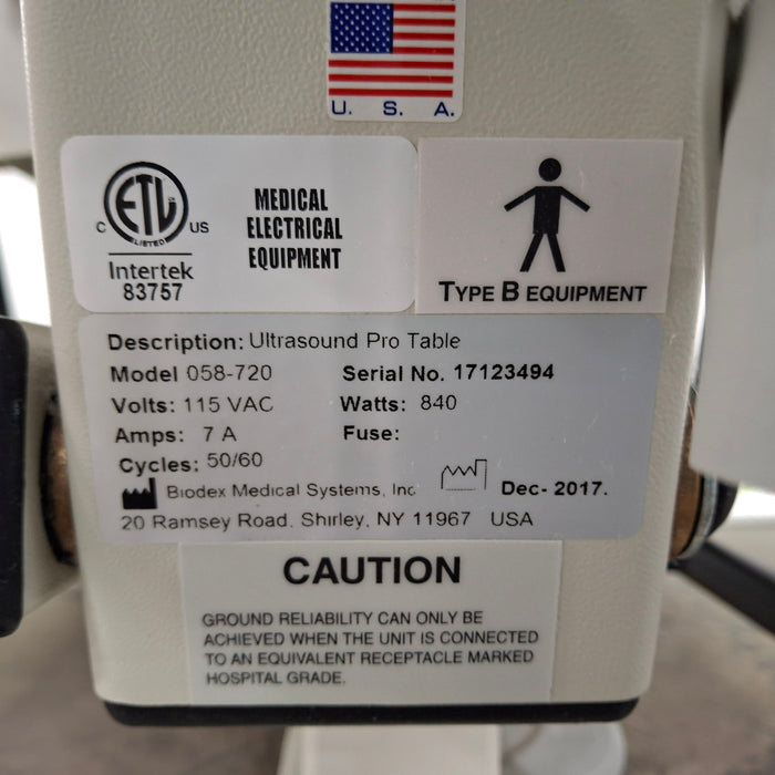 Biodex 058-720 Ultrasound Pro Table