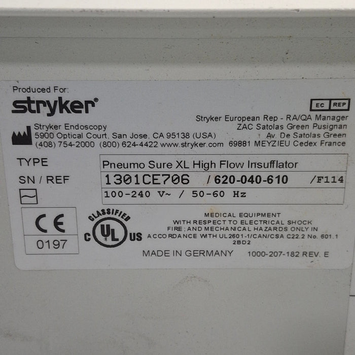 Stryker Stryker 620-040-610 Pneumo Sure XL High Flow Insufflator Rigid Endoscopy reLink Medical