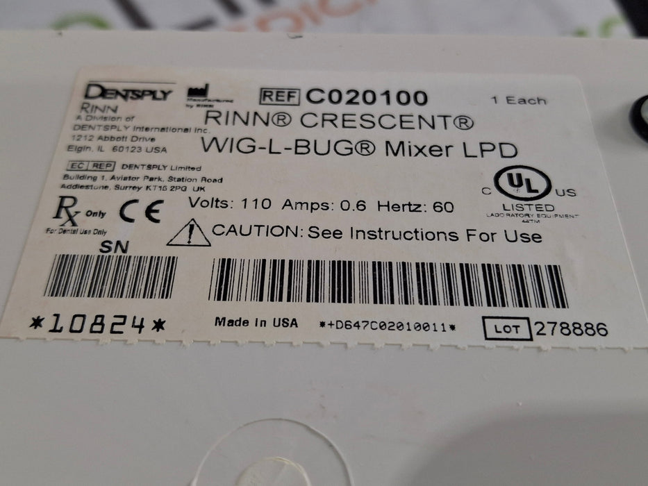 Dentsply Dentsply Rinn Crescent WIG-L-BUG Amalgamator Dental reLink Medical