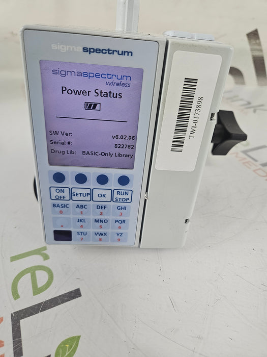 Baxter Sigma Spectrum 6.02.06 with B/G Battery Infusion Pump