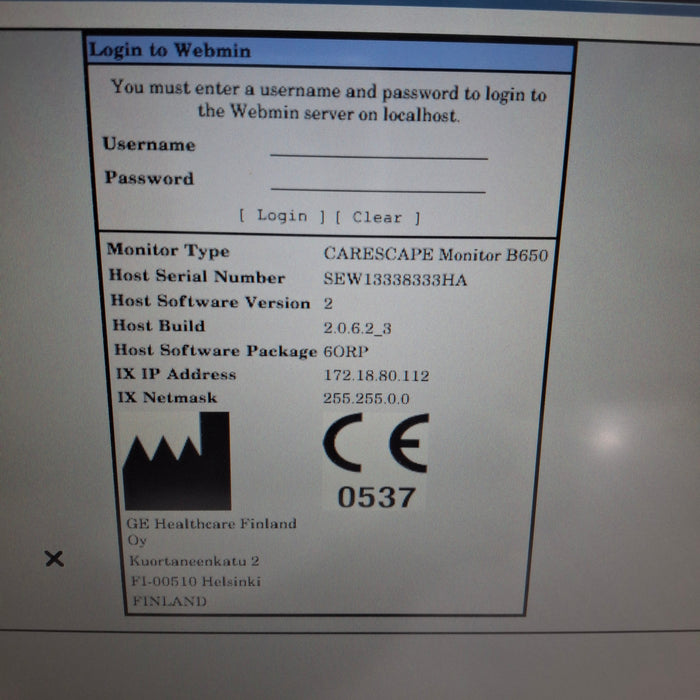 GE Healthcare Carescape B650 Patient Monitor
