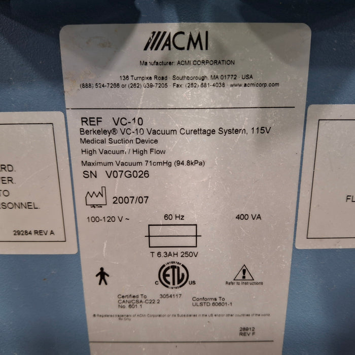 Gyrus Acmi, Inc. Berkeley VC-10 Vacuum Curettage System