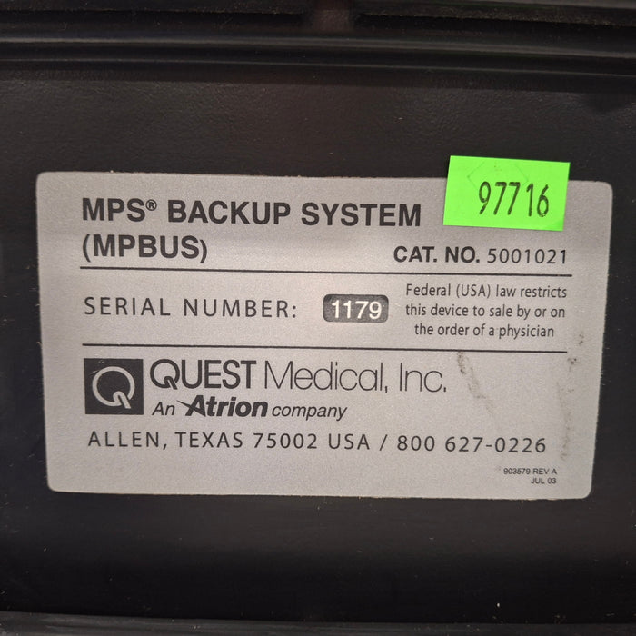 Quest Medical Quest Medical MPBUS MPS Backup System Cardiology reLink Medical