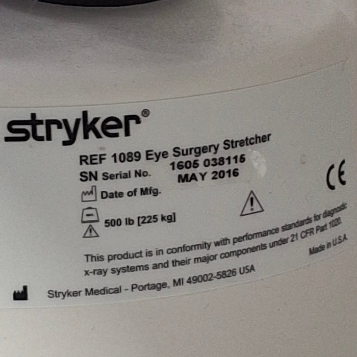 Stryker 1089 Eye Surgery Stretcher
