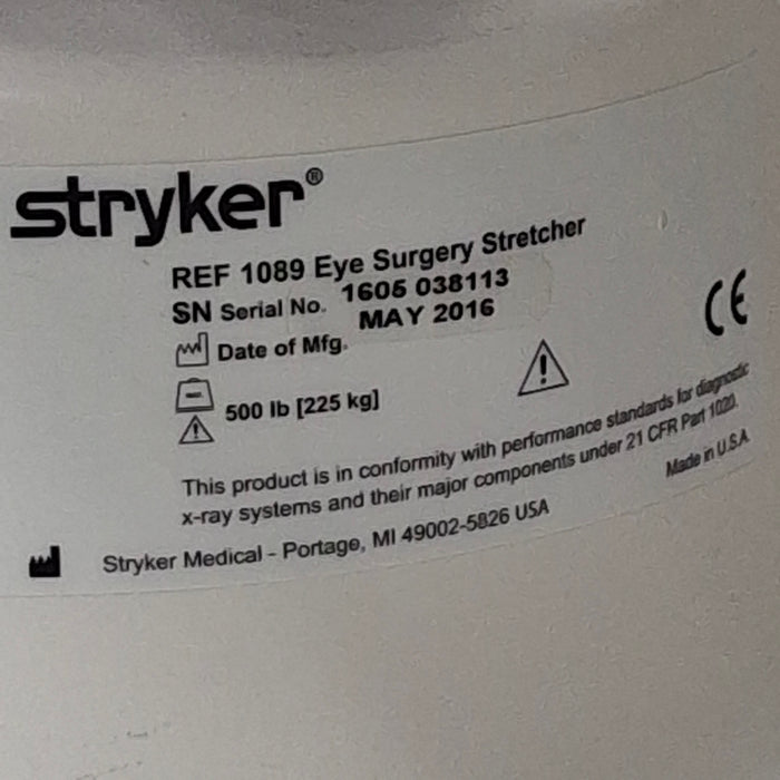 Stryker 1089 Eye Surgery Stretcher